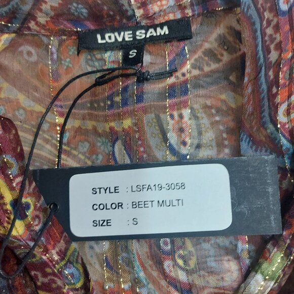 NWT Love Sam Sheer Paisley Print Blouse - Picture 5 of 12
